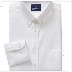 Stafford Men's White Dress Shirt, 16R, 21 pit-to-pit, 23.5” Long